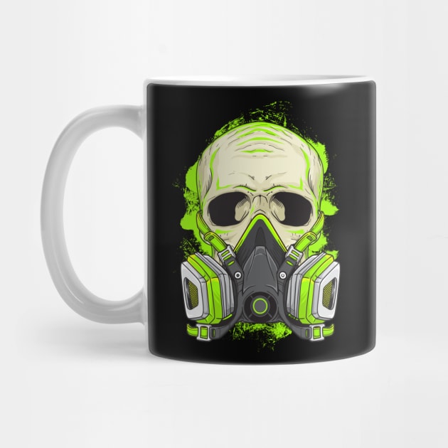 Retro Neon Biohazard Skull by TeeTowArt